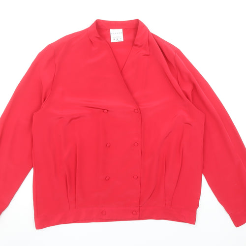 Alexon Womens Red Long Sleeve Wrap Blouse Size 16 Classic Style