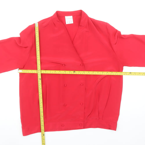 Alexon Womens Red Long Sleeve Wrap Blouse Size 16 Classic Style