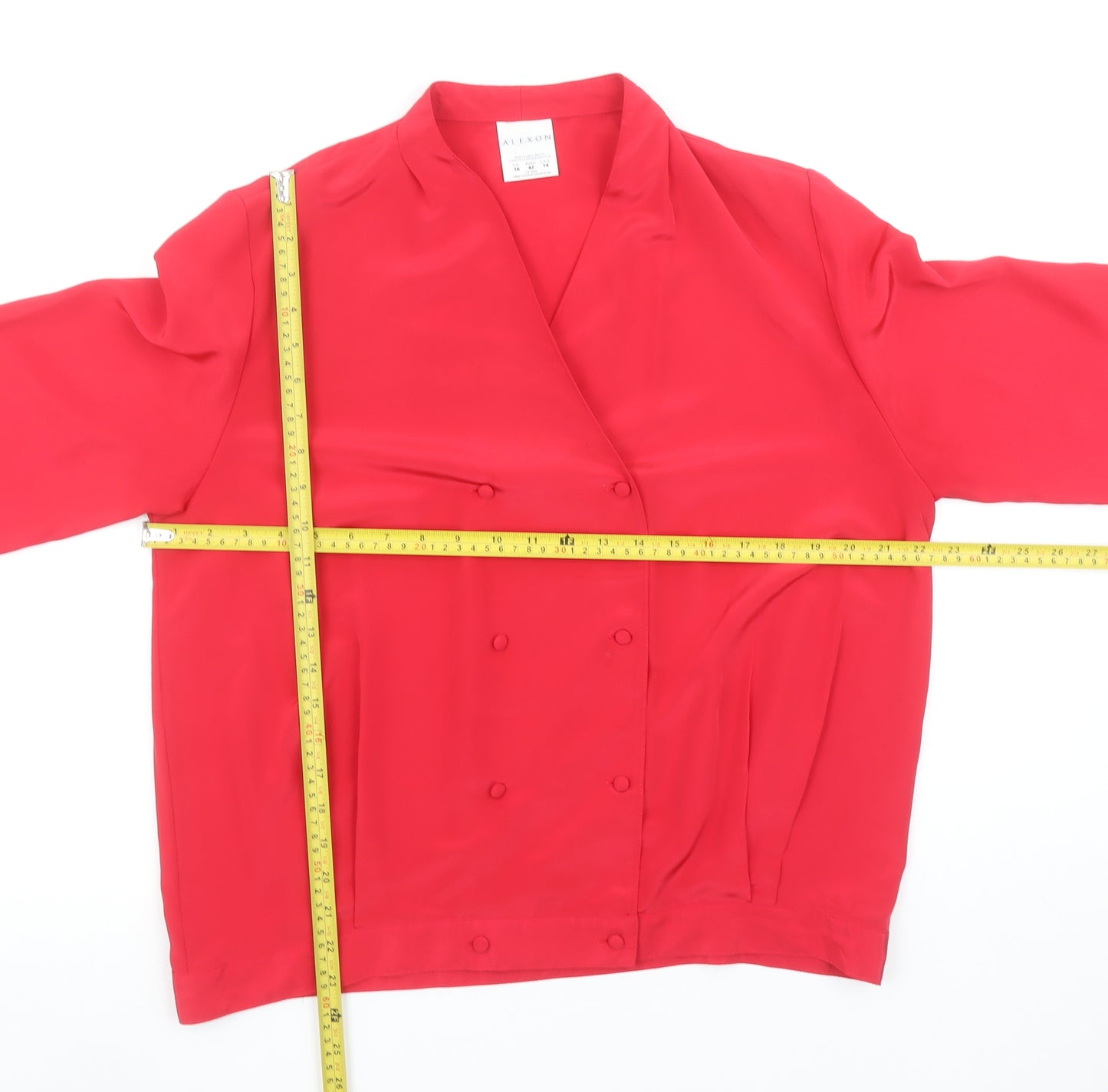 Alexon Womens Red Long Sleeve Wrap Blouse Size 16 Classic Style