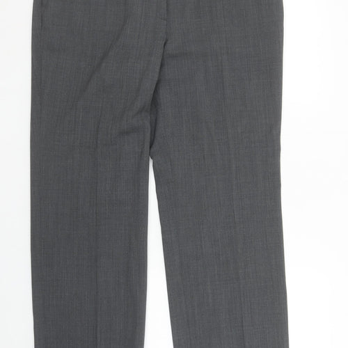 Gardeur Women's Grey Wool Blend Straight Leg Dress Trousers Size 16