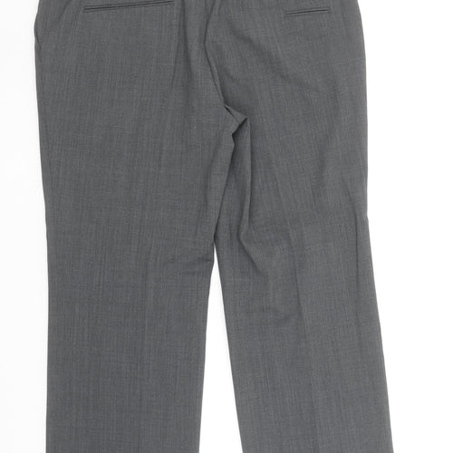 Gardeur Women's Grey Wool Blend Straight Leg Dress Trousers Size 16