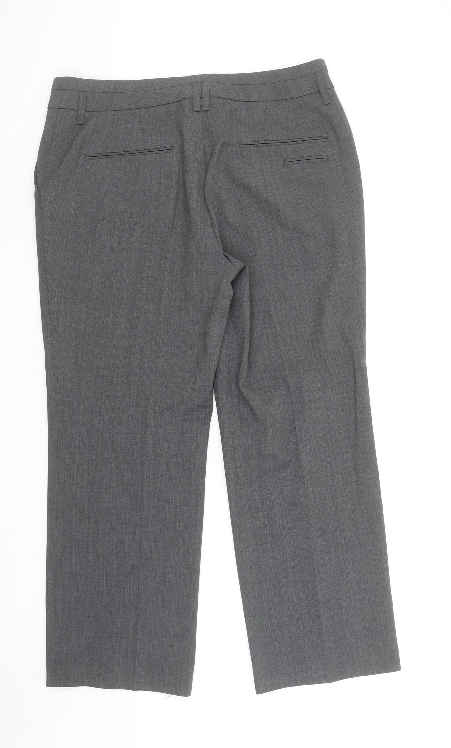 Gardeur Women's Grey Wool Blend Straight Leg Dress Trousers Size 16