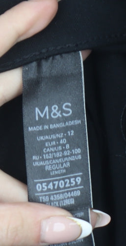Marks and Spencer Women Black Size 12 Regular Stretch Leggings