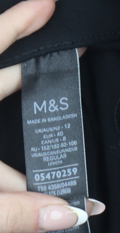 Marks and Spencer Women Black Size 12 Regular Stretch Leggings