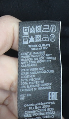 Marks and Spencer Women Black Size 12 Regular Stretch Leggings