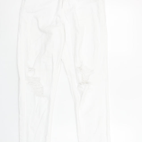 Primark Women’s White Mom Jeans Size 8 Distressed Denim High Rise