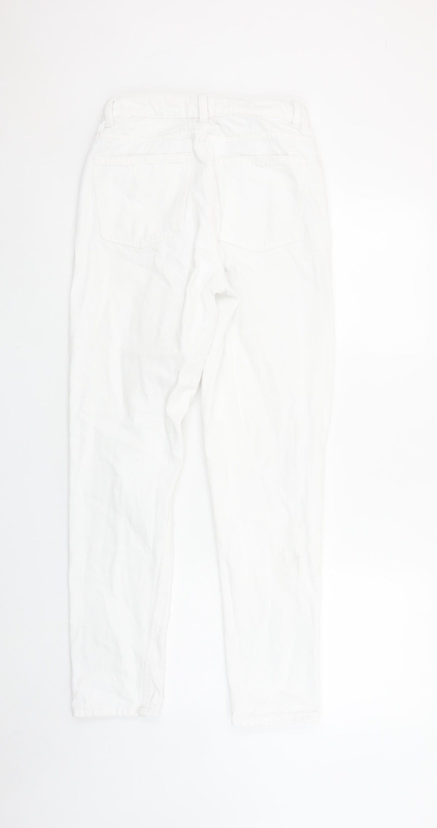 Primark Women’s White Mom Jeans Size 8 Distressed Denim High Rise