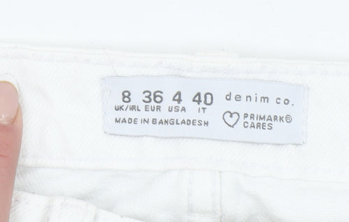 Primark Women’s White Mom Jeans Size 8 Distressed Denim High Rise