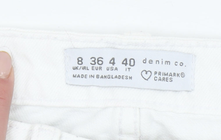 Primark Women’s White Mom Jeans Size 8 Distressed Denim High Rise