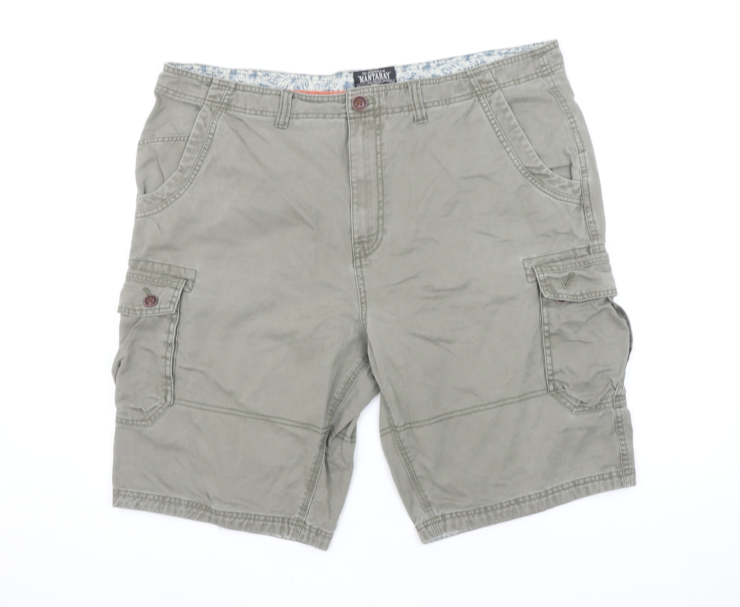 Mantaray Men's Green Cargo Shorts Size 42 Cotton Casual Outdoor