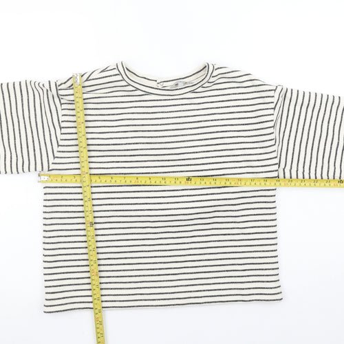 Oliver Bonas Women White Striped Pullover Sweatshirt UK 6