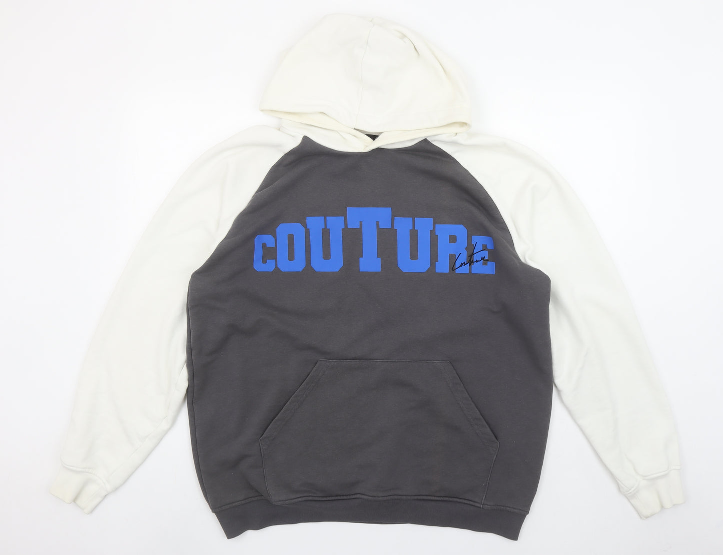 Couture Men Grey Pullover Hoodie M Graphic Print Regular Fit