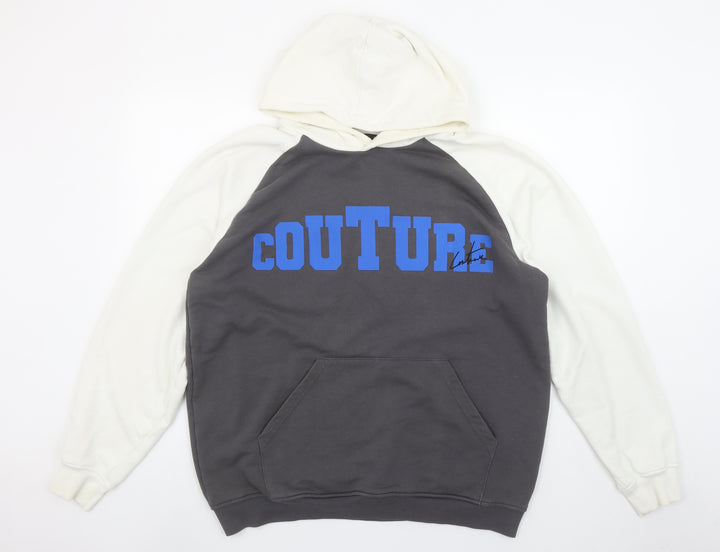 Couture Men Grey Pullover Hoodie M Graphic Print Regular Fit
