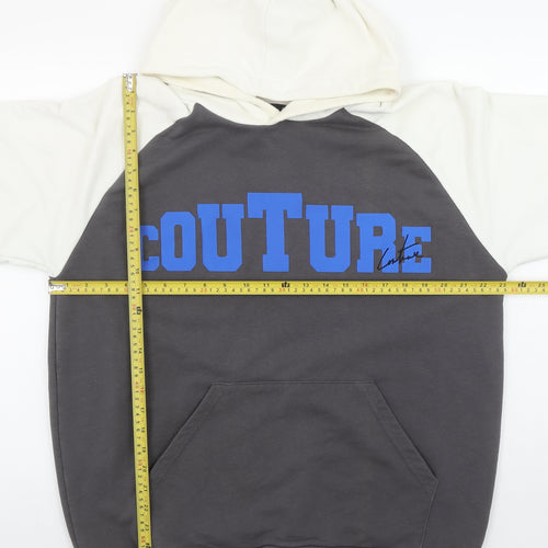 Couture Men Grey Pullover Hoodie M Graphic Print Regular Fit