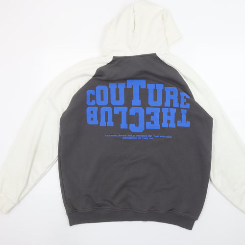 Couture Men Grey Pullover Hoodie M Graphic Print Regular Fit