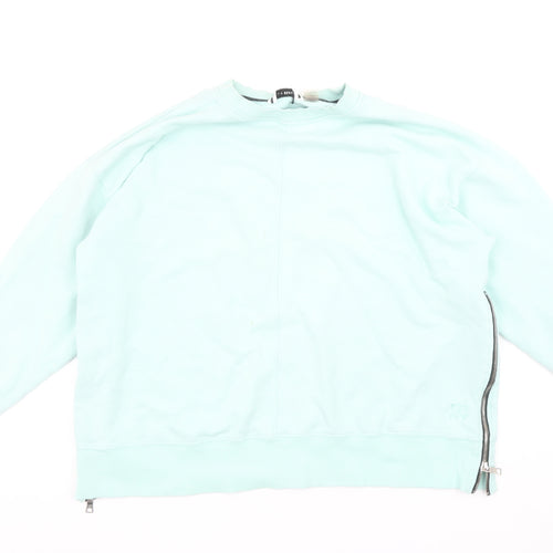 DKNY Sport Women’s Mint Green Cotton Sweatshirt Size 10 Zip Detail