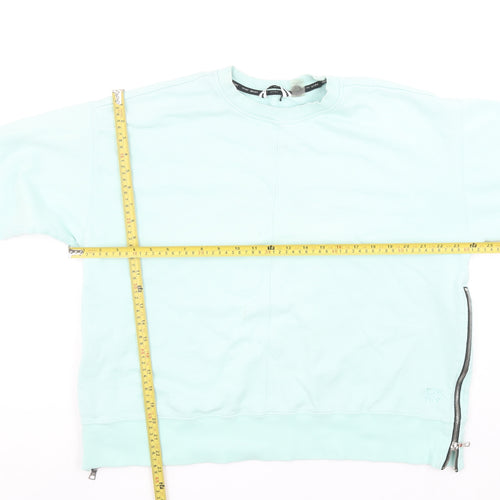DKNY Sport Women’s Mint Green Cotton Sweatshirt Size 10 Zip Detail