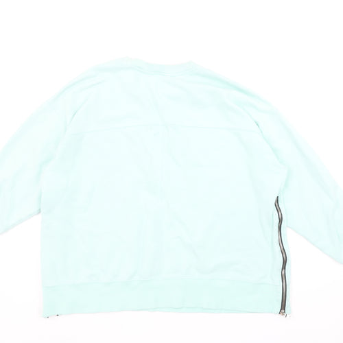 DKNY Sport Women’s Mint Green Cotton Sweatshirt Size 10 Zip Detail