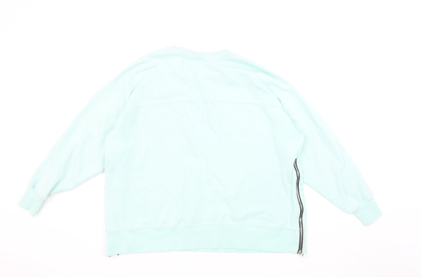 DKNY Sport Women’s Mint Green Cotton Sweatshirt Size 10 Zip Detail