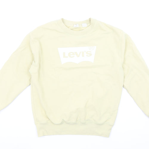 Levi's Womens Beige Crew Neck Cotton Logo Sweatshirt Size S