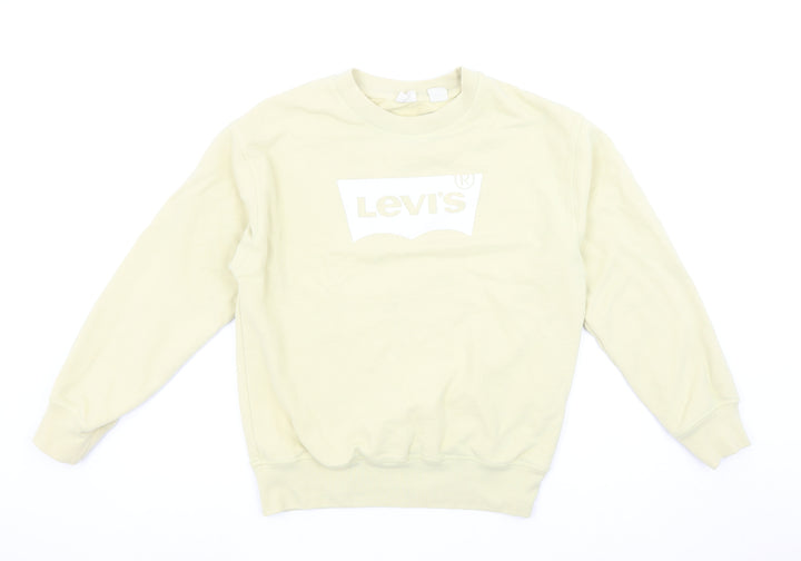 Levi's Womens Beige Crew Neck Cotton Logo Sweatshirt Size S