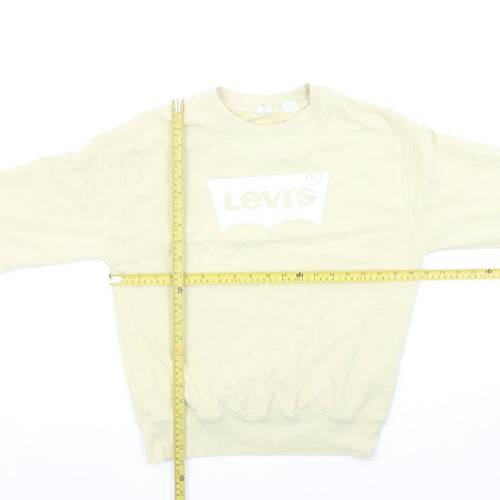 Levi's Womens Beige Crew Neck Cotton Logo Sweatshirt Size S