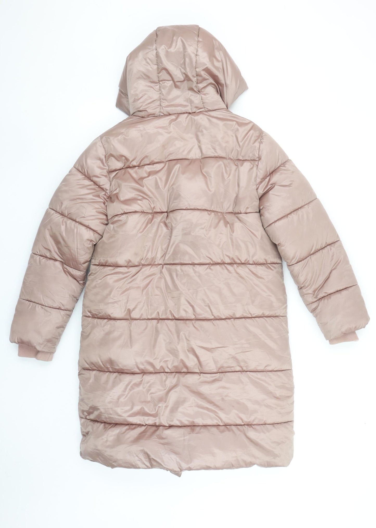 Next Girls Beige Long Puffer Coat Hooded Lined Winter Jacket 11 Years
