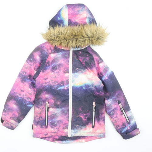 Surfanic Girls Multicoloured Galaxy Waterproof Hooded Winter Puffer Jacket 8 Years