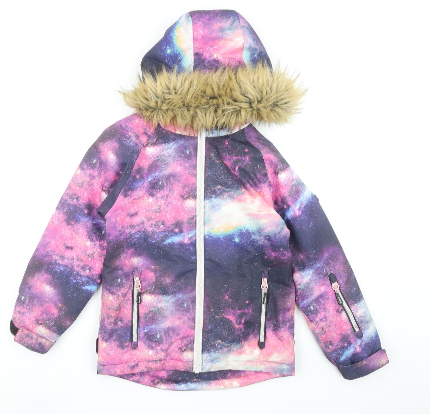 Surfanic Girls Multicoloured Galaxy Waterproof Hooded Winter Puffer Jacket 8 Years