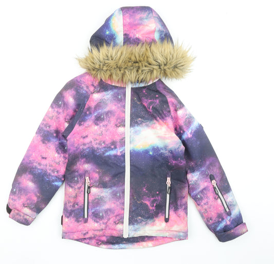 Surfanic Girls Multicoloured Galaxy Waterproof Hooded Winter Puffer Jacket 8 Years