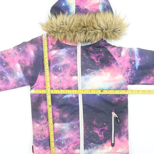 Surfanic Girls Multicoloured Galaxy Waterproof Hooded Winter Puffer Jacket 8 Years