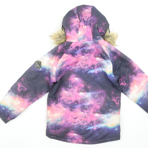 Surfanic Girls Multicoloured Galaxy Waterproof Hooded Winter Puffer Jacket 8 Years