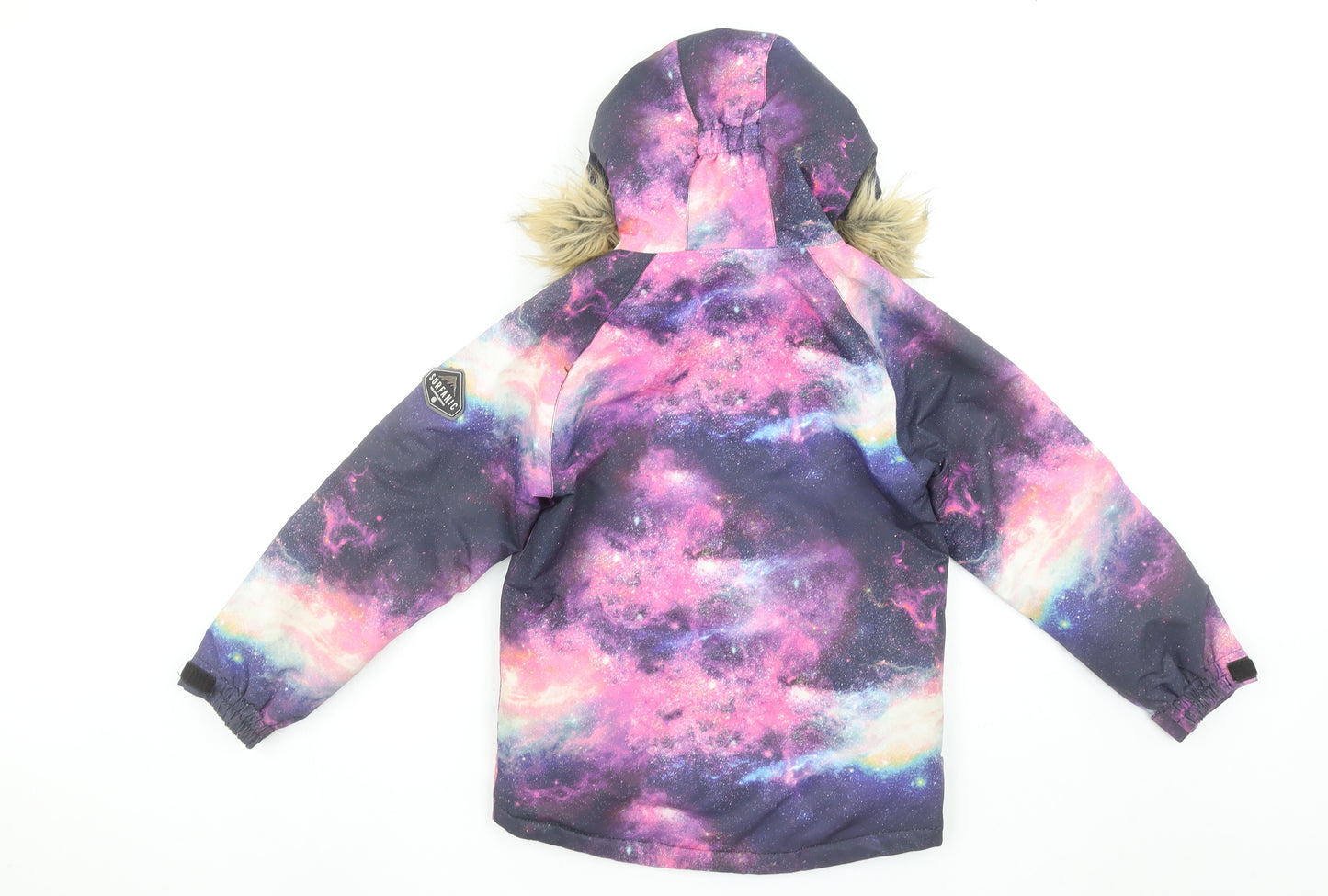 Surfanic Girls Multicoloured Galaxy Waterproof Hooded Winter Puffer Jacket 8 Years