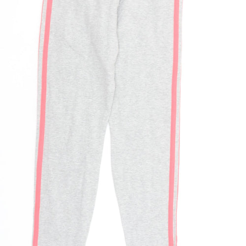 Adidas Girls Grey Pink Side Stripe Cotton Stretch Ankle Leggings 12 Years