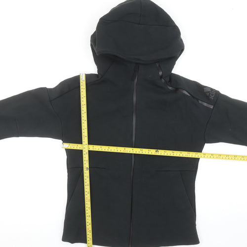 adidas Girls Black Full Zip Hoodie Size 12-13 Years Hooded Sportswear