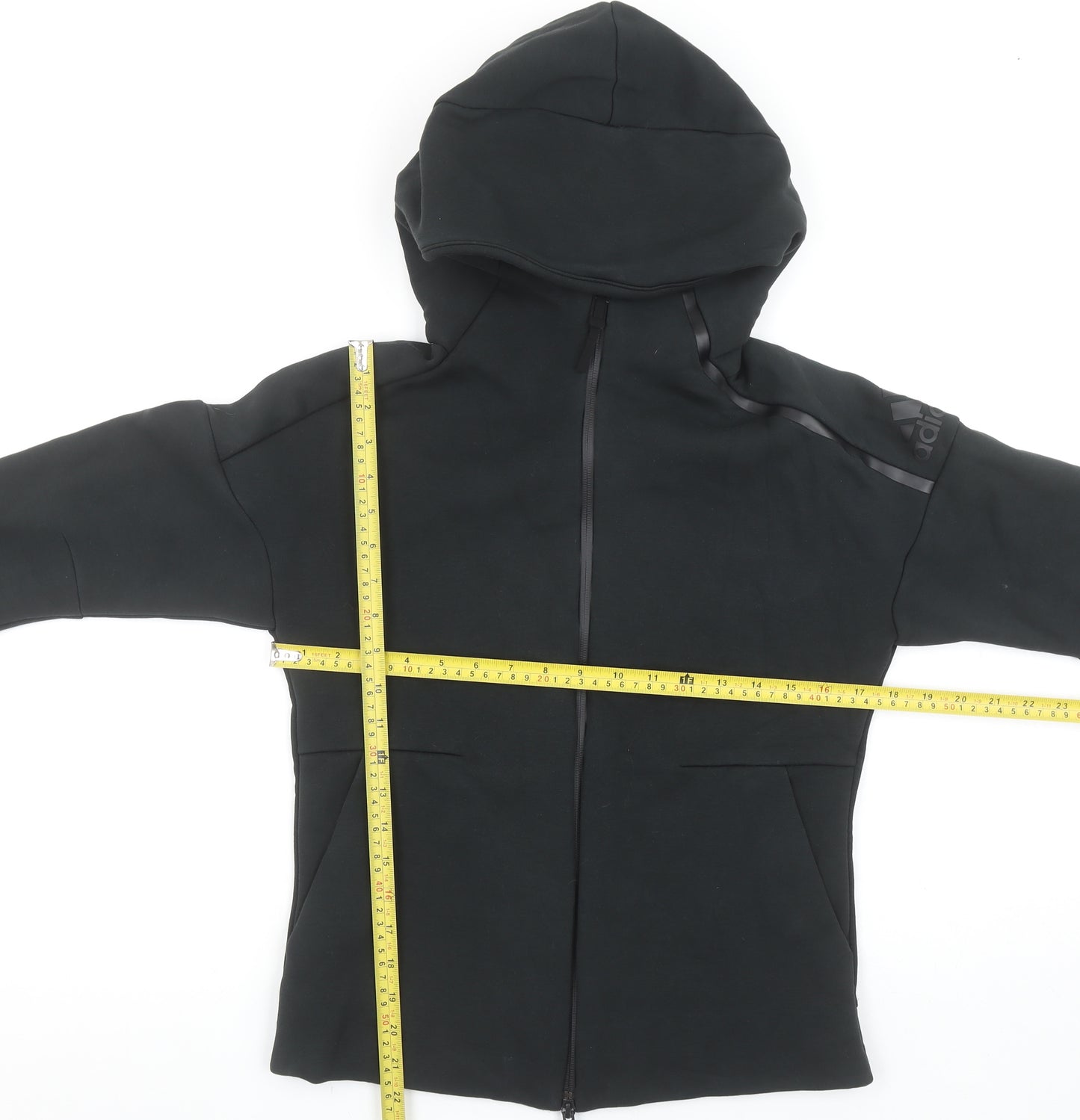 adidas Girls Black Full Zip Hoodie Size 12-13 Years Hooded Sportswear