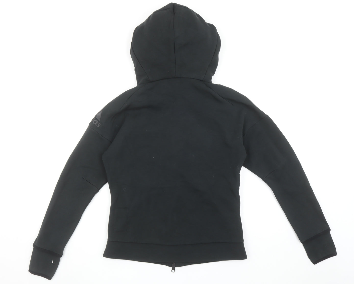 adidas Girls Black Full Zip Hoodie Size 12-13 Years Hooded Sportswear