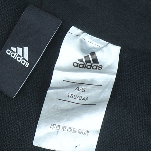 adidas Girls Black Full Zip Hoodie Size 12-13 Years Hooded Sportswear