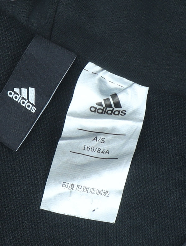 adidas Girls Black Full Zip Hoodie Size 12-13 Years Hooded Sportswear