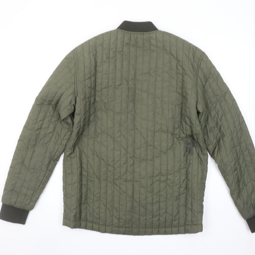 Jack & Jones Men's Green Quilted Bomber Jacket Size L
