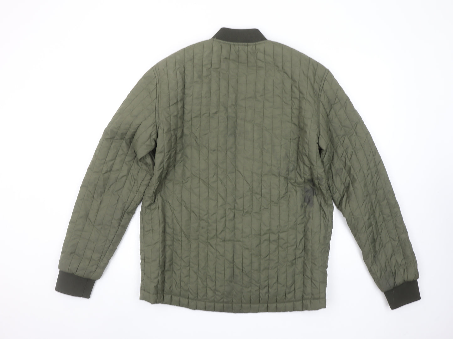 Jack & Jones Men's Green Quilted Bomber Jacket Size L