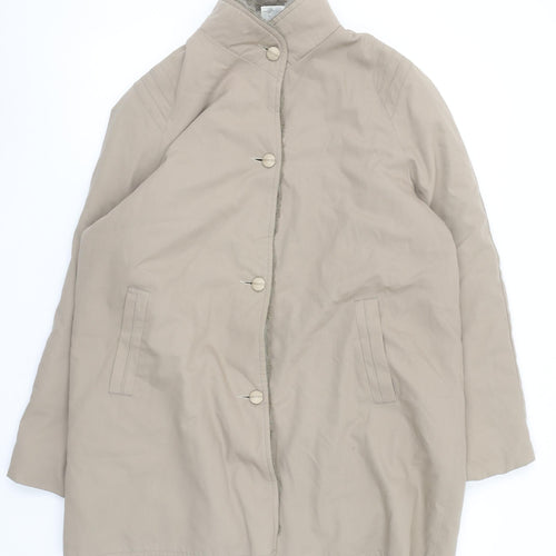 Amari Women’s Beige Mid-Length Lined Button Overcoat Size 14