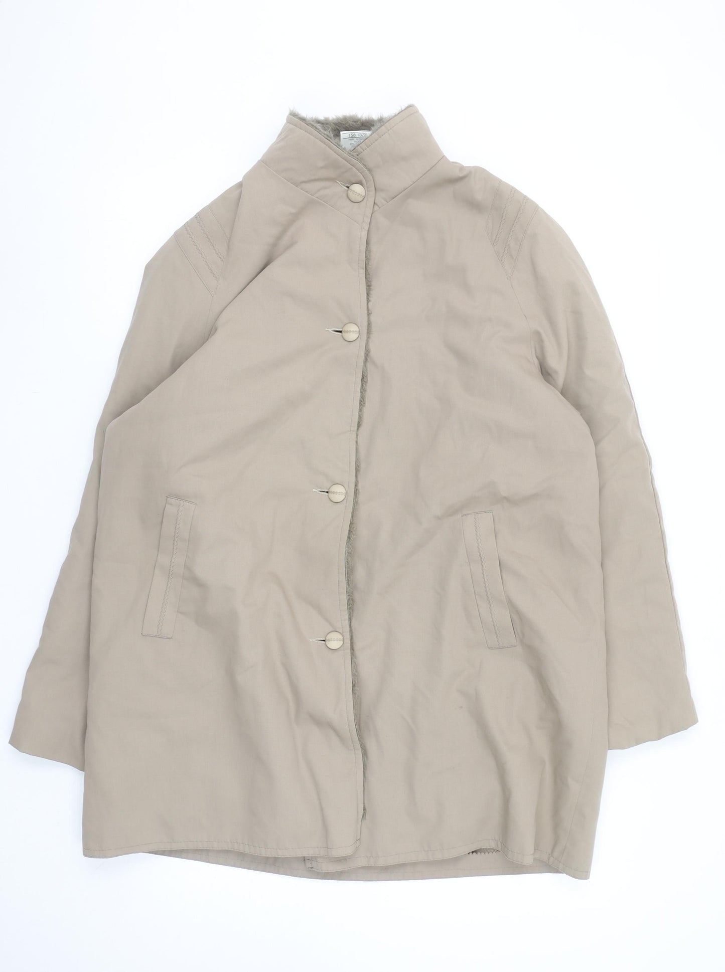 Amari Women’s Beige Mid-Length Lined Button Overcoat Size 14