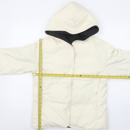 G.L. Womens Ivory Puffer Jacket M Hooded Winter Coat