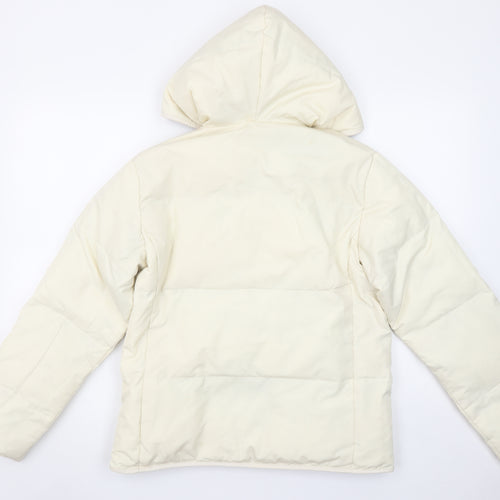 G.L. Womens Ivory Puffer Jacket M Hooded Winter Coat