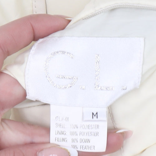 G.L. Womens Ivory Puffer Jacket M Hooded Winter Coat