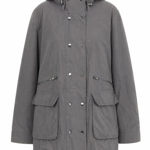 Mint Velvet Women Grey Size 12 Long Hooded Parka Jacket