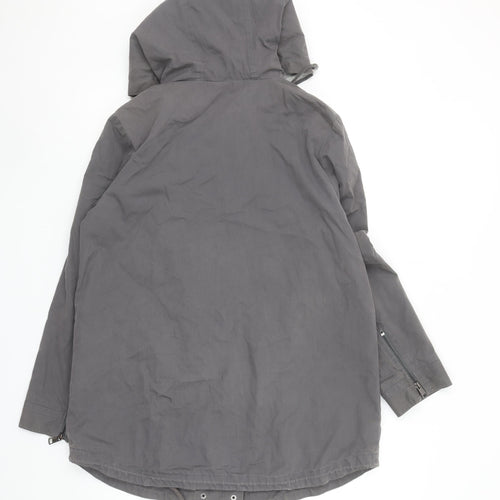 Mint Velvet Women Grey Size 12 Long Hooded Parka Jacket