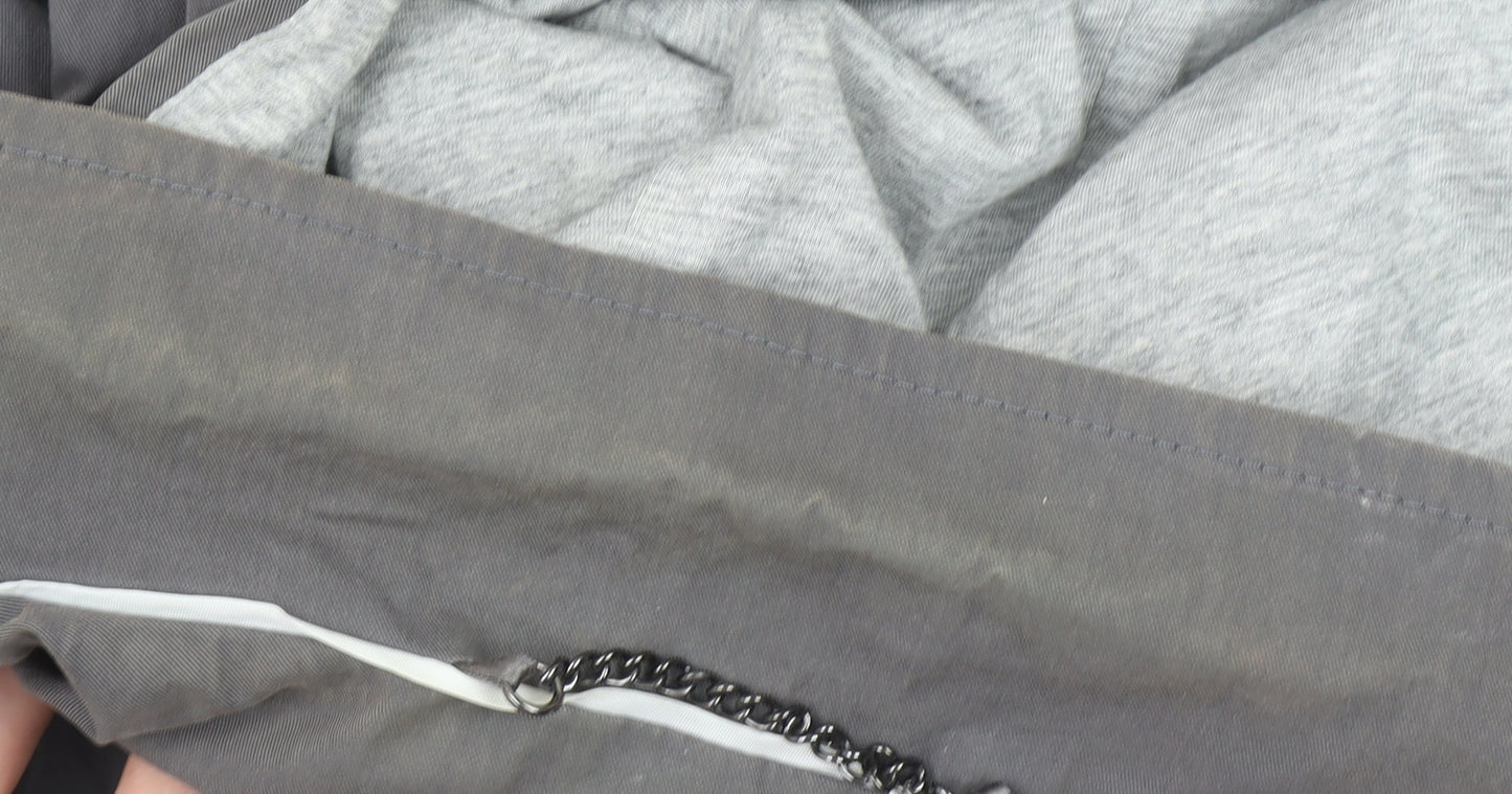 Mint Velvet Women Grey Size 12 Long Hooded Parka Jacket