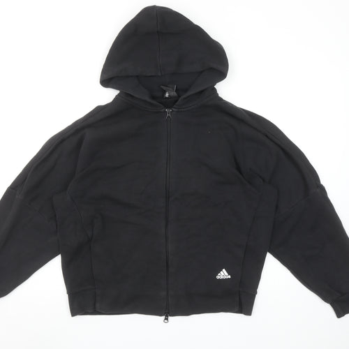 Adidas Women's Black Full Zip Hoodie Size 12 Cotton Blend